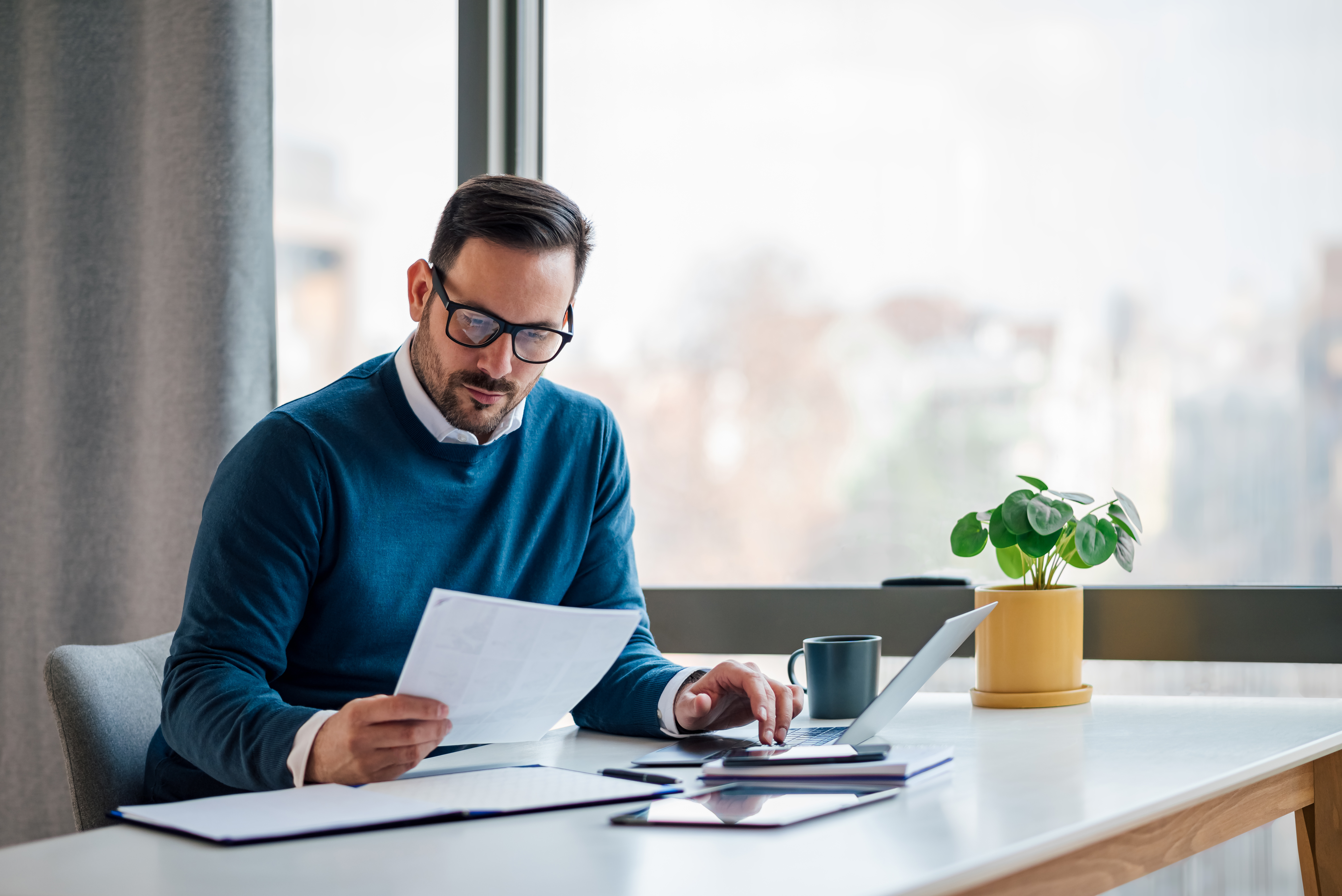 Businessman reading a report